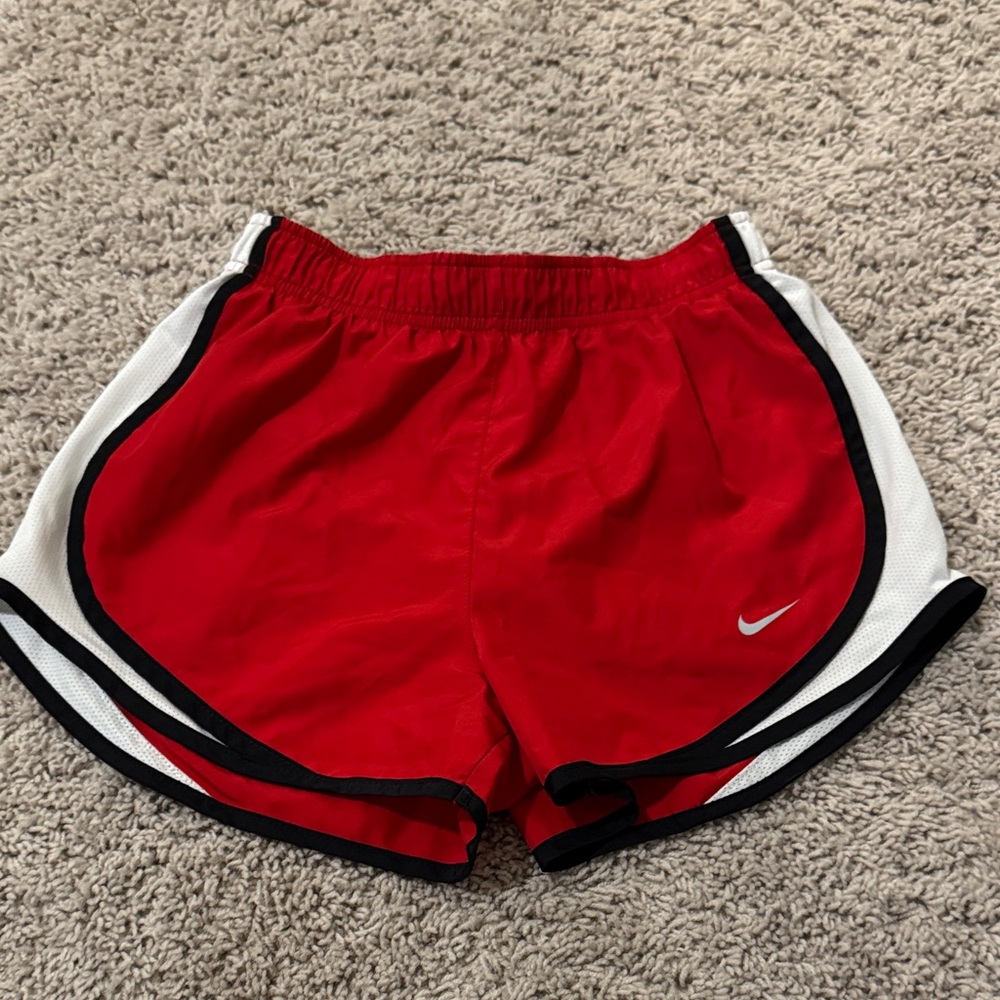 Nike Women's Red and White Athletic Shorts